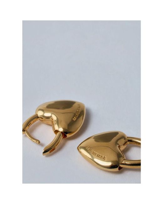 Balenciaga Hart Ontwerp Goudkleurige Oorbellen Set in het Metallic