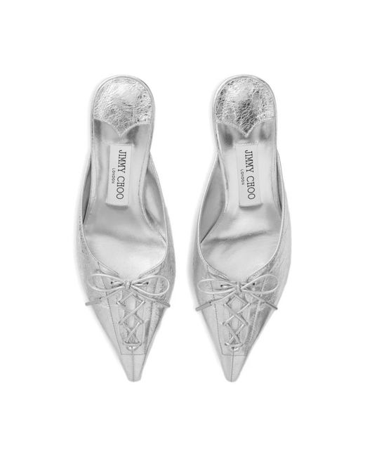 Jimmy Choo White Heeled Mules