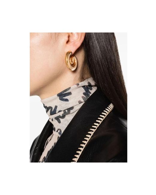Panconesi Accessoires ,Geel ,Goudkleurige Hoop Oorbellen Met Gepolijste Afwerking in het Metallic