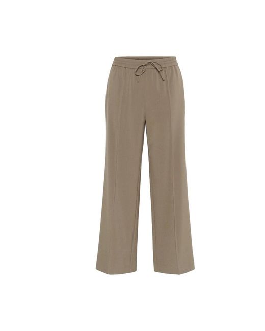 Part Two Gray Weite Hose Mit Elastischem Bund Walnussbraun