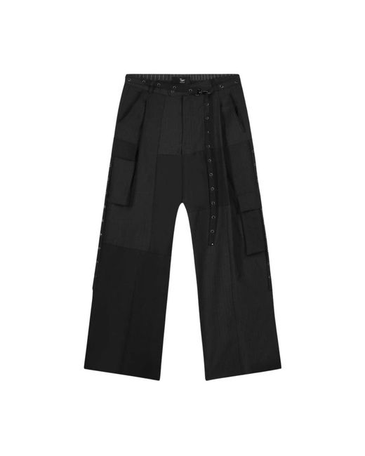 1/OFF Black Pantalons Patchwork Eyelets