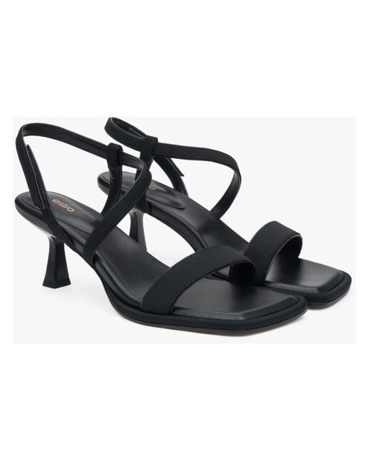 ESTRO Black High Heel Sandals