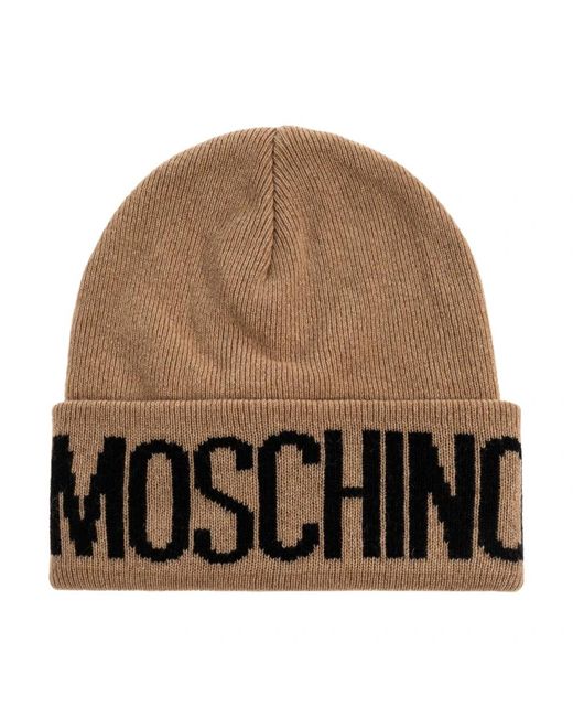 Moschino Accessoires ,Wol Pet Met Logo in het Brown