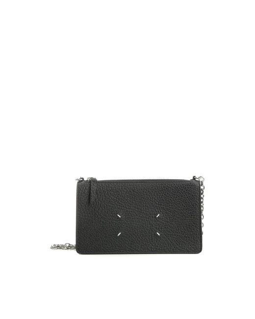 Maison Margiela Black Schwarze Leder Umhängetasche Mit Kette