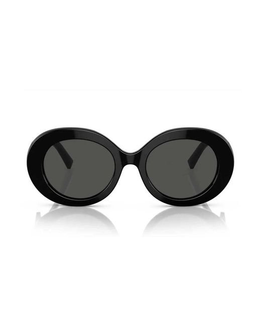 Dolce & Gabbana Black Modische Ovale Sonnenbrille Mit Dunkelgrauen Gläsern