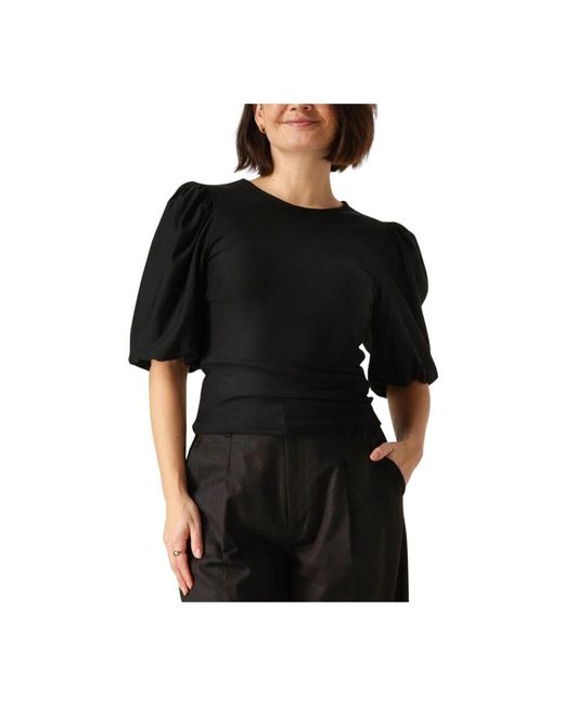 Gestuz Black Schwarze Ballonärmelbluse