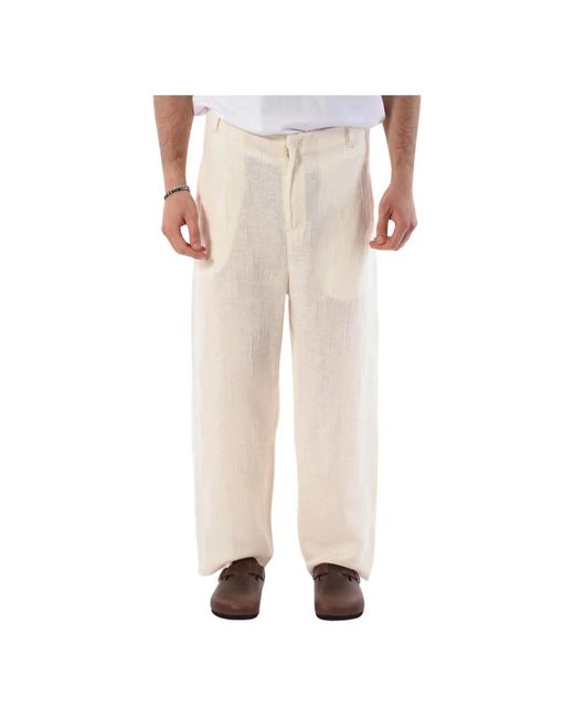 Pantaloni in lino regular fit di The Silted Company in Natural da Uomo