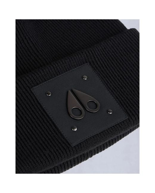 Moose Knuckles Black Ikonic Schwarze Beanie Mütze