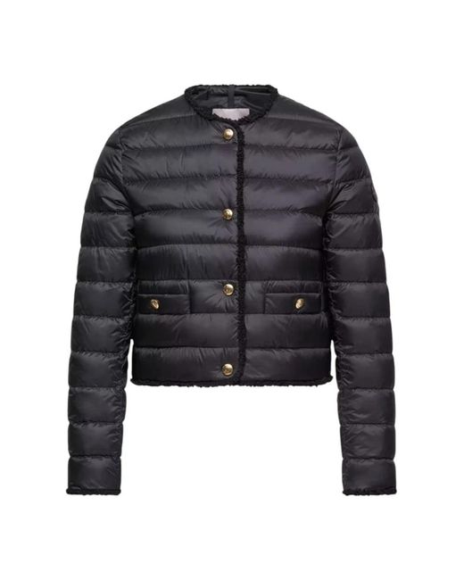 Moncler Black Crewneck Button-Up Jacket