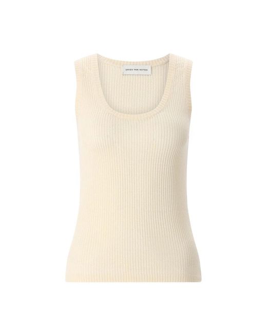Dries Van Noten Natural Sleeveless Tops