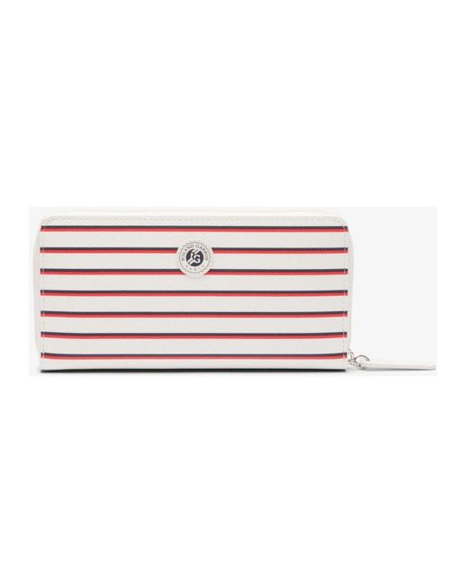 Lacoste Accessoires ,Veelkleurig ,Gestreepte Ritssluiting Portemonnee Roland Garros Collectie in het Pink