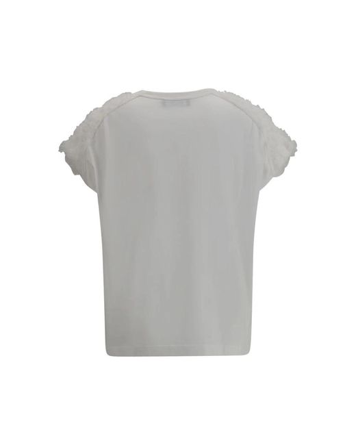 Fabiana Filippi Gray Tüllapplikation Crew-Neck T-Shirt