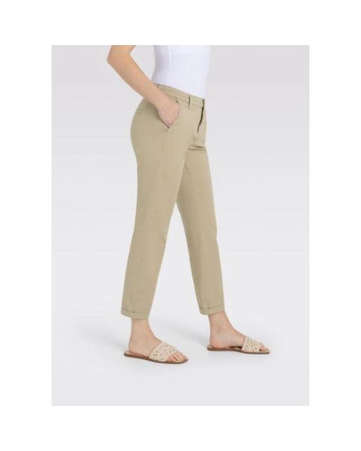 M·a·c Broeken ,Katoen Slim Chino Broek Met Dubbele Zoom in het Natural