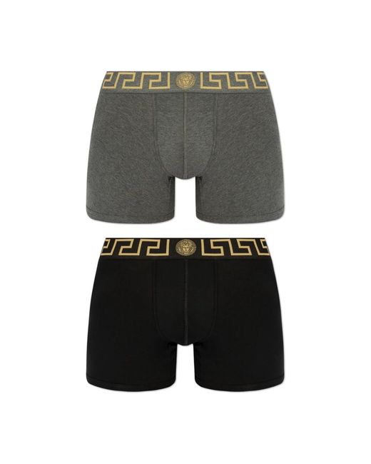 Versace Ondergoed ,Veelkleurig ,Katoen Twee-Pack Boxershorts in het Gray voor heren