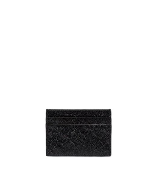 Thom Browne Black Schwarzer lederkartenhalter mit logo