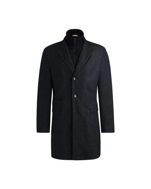 HUGO Jassen ,Blauw ,Wol Slim-Fit Herringbone Jas in het Blue voor heren