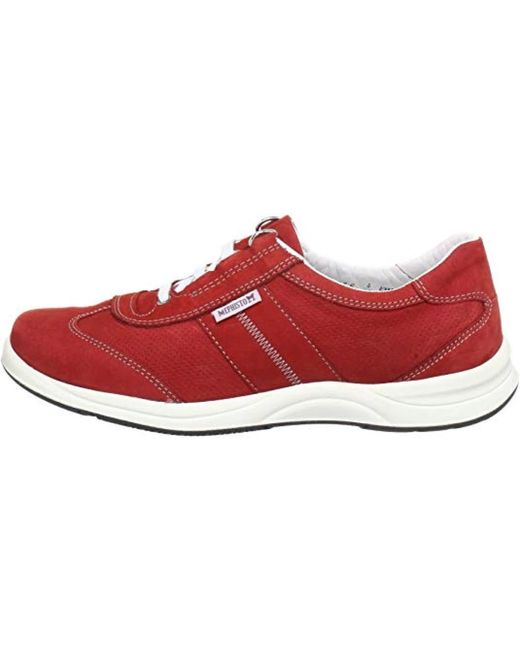 Zapatos de cordones de nubuck rojo con perforaciones para mujeres Mephisto de color Red