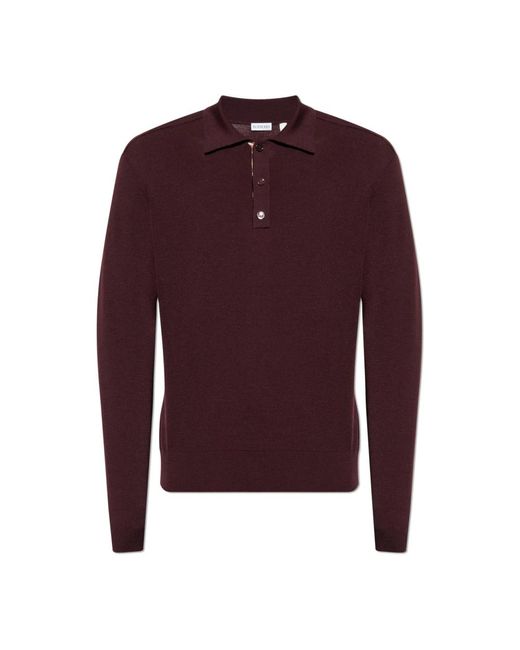 Burberry Purple V-Neck Knitwear for men