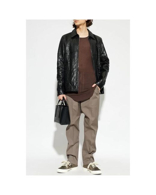 Rick Owens Black Leather Jackets for men