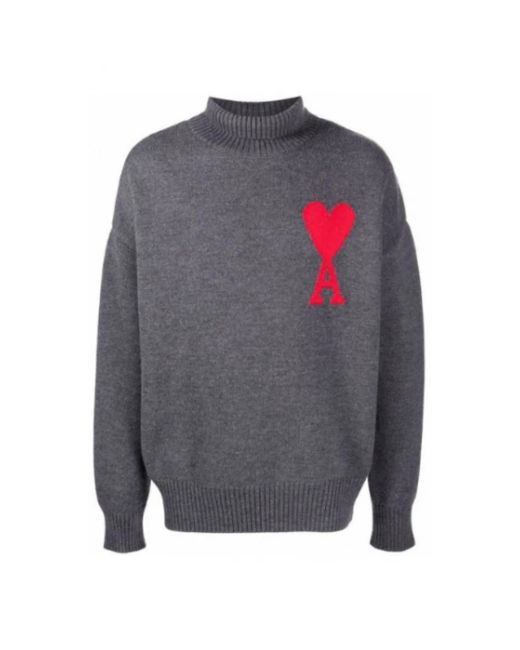 AMI Truien & Vesten ,Grijs ,Wol Turtleneck Sweater in het Gray
