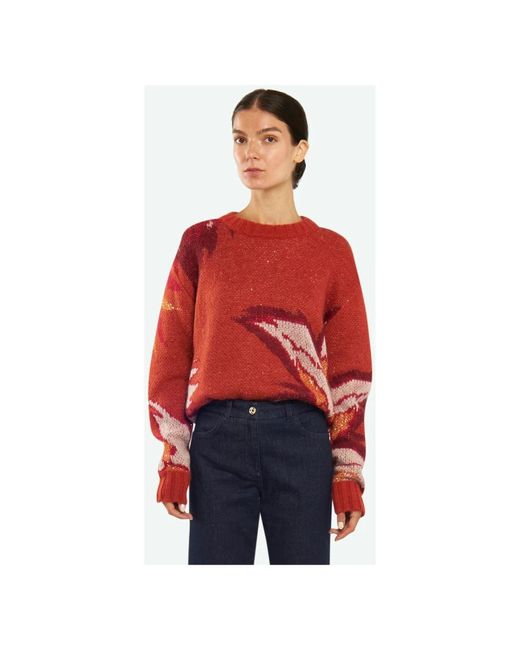 Patrizia Pepe Red Round-Neck Knitwear