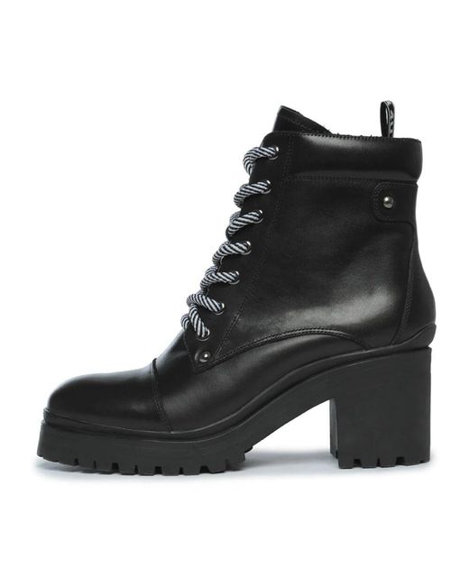CESARE GASPARI Black Schwarze Schnür-Stiefeletten Mit Absatz