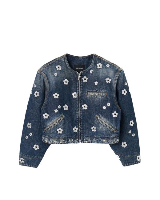 Marc Jacobs Sequin Daisy Cropped Jas in het Blue