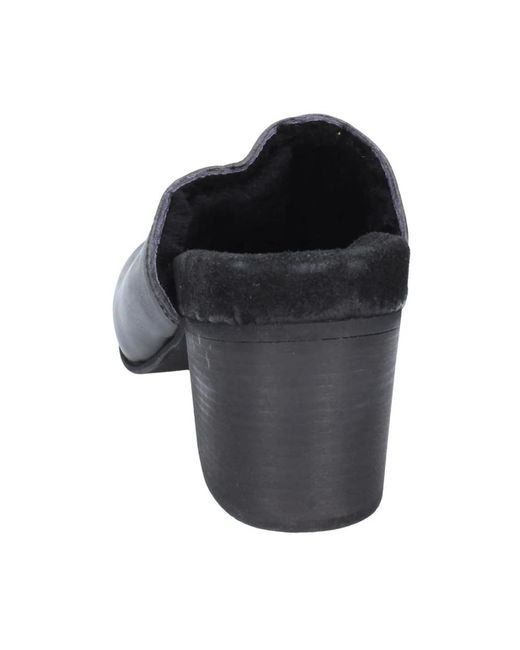 Moma Black Heeled Mules