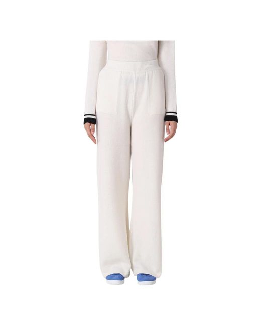 MSGM White Straight Trousers