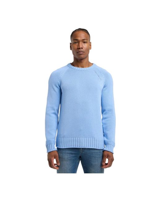 carlo colucci Round-Neck Knitwear in het Blue voor heren
