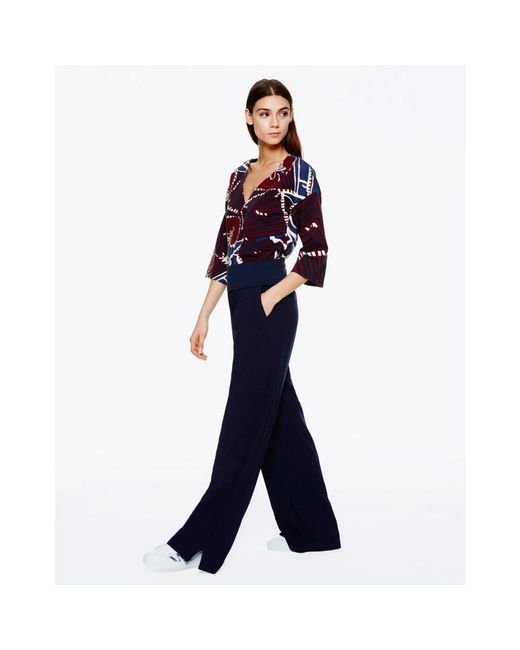 Manila Grace Blue Straight Trousers