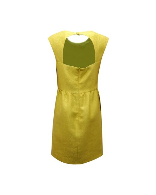 Hanita Green Gelbes Texturiertes Kleid Mit Reißverschluss Hinten
