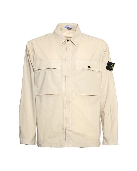 Stone Island Tortora Ss25 Overshirt in Natural für Herren