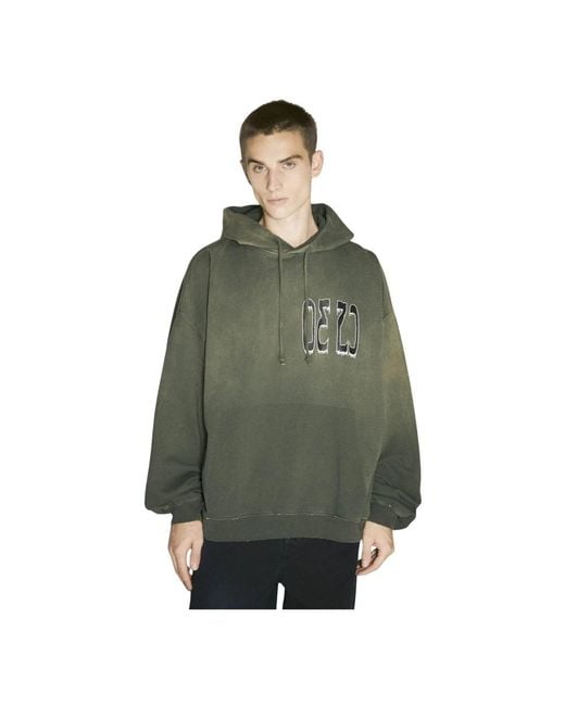 032c Hoodies & Sweatvesten ,Groen ,Katoen Logo Print Bubble Hooded Sweatshirt in het Green voor heren