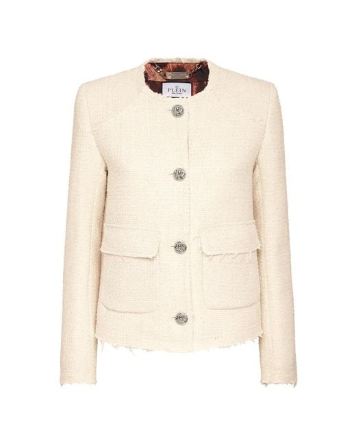 Tweed Jackets Philipp Plein de color Natural