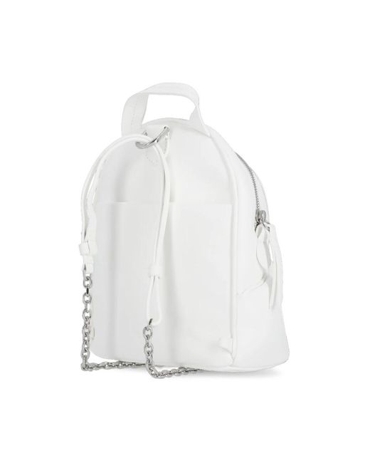 Maison Margiela White Weißer leder-rucksack mit metallriemen