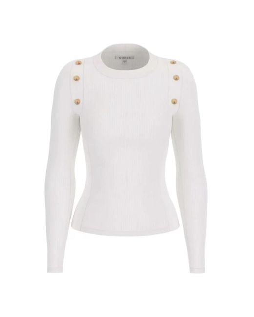 Guess White Button Vonn Pullover