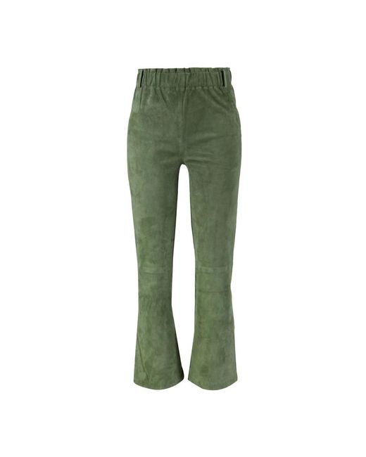 Pantalones de gamuza elásticos con pierna ancha Arma de color Green