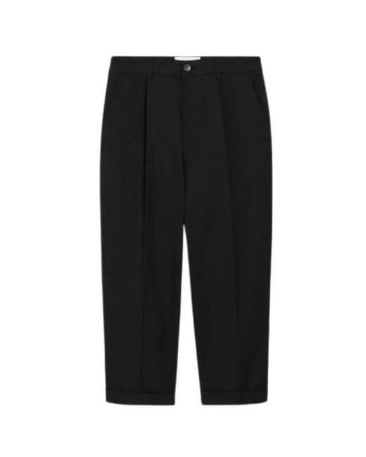 AMI Pleated Straight Broeken in het Black voor heren