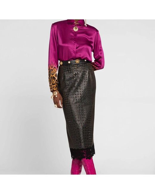 Roberto Cavalli Pink Jaguar-print hemd mit point kragen
