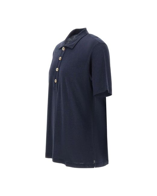 Eleventy Tops ,Blauw ,Linnen Polo Shirt in het Blue voor heren