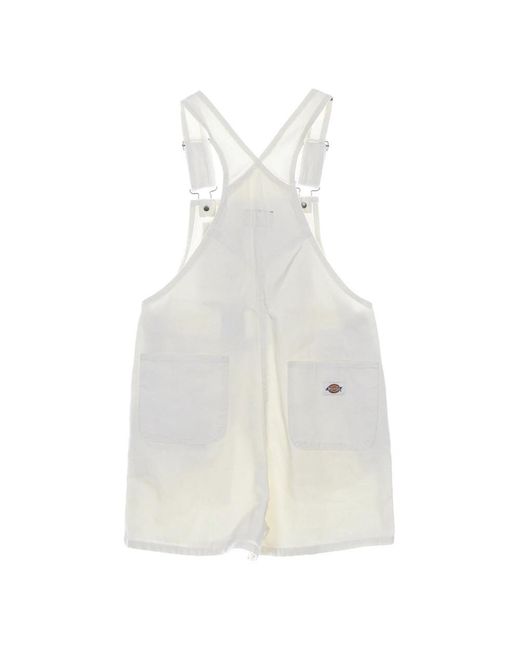 Dickies Jumpsuits & Playsuits ,Grijs ,Katoen Canvas Bib-Overalls Met Verstelbare Bretels in het White