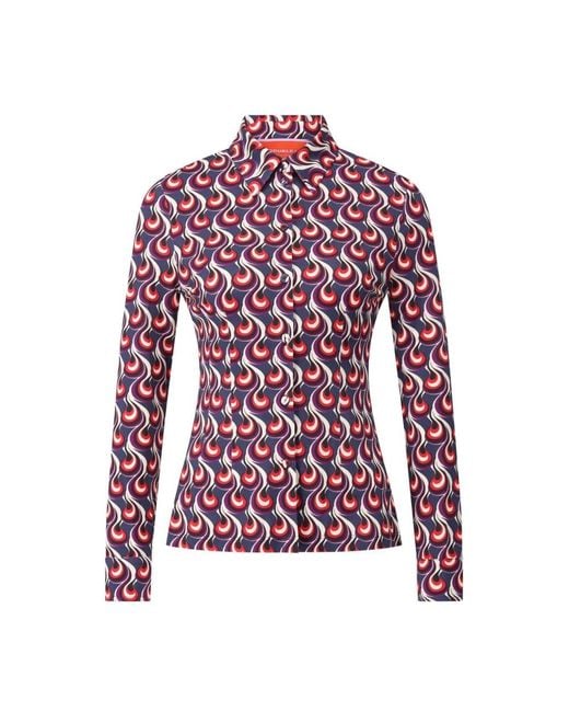 LaDoubleJ Red Taillierte Hemdbluse Mit Muster