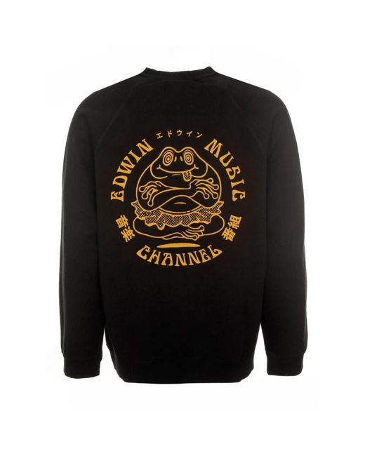 Edwin Hoodies & Sweatvesten ,Zwart ,Muziek Kanaal Sweatshirt in het Black voor heren