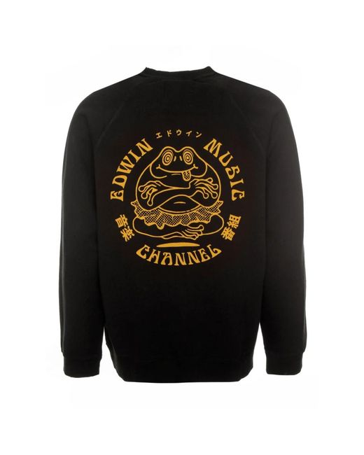 Edwin Hoodies & Sweatvesten ,Zwart ,Muziek Kanaal Sweatshirt in het Black voor heren