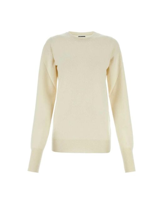Round-Neck Knitwear Jil Sander de color White
