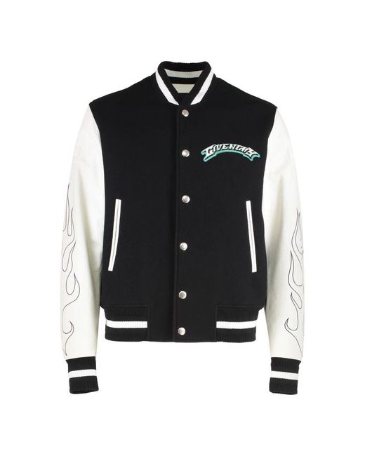Givenchy Woll-Leder Bomberjacke Rippbündchen in Black für Herren