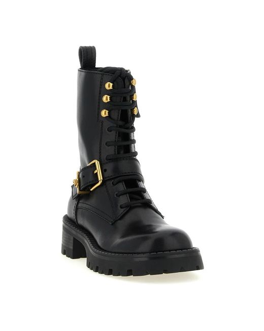 Versace Black Lace-Up Boots
