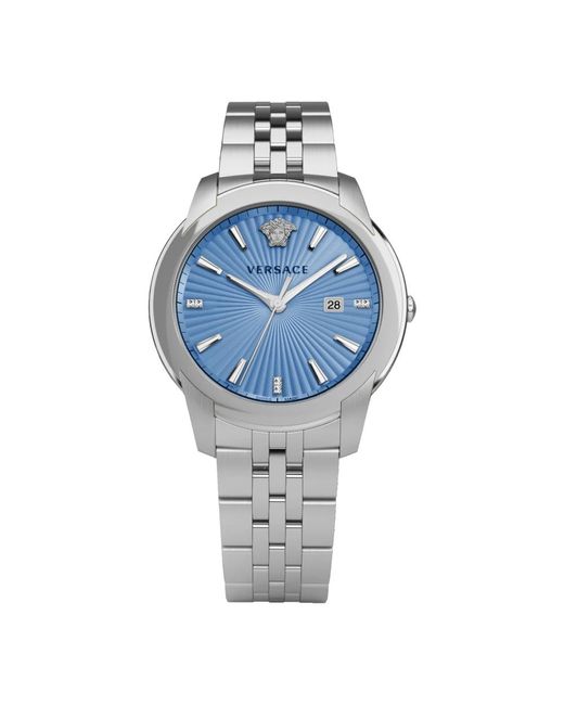 V-urban orologio acciaio inox blu chiaro di Versace in Blue da Uomo