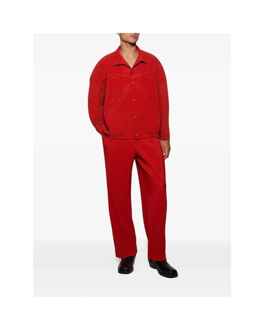 Issey Miyake Red Straight Trousers for men